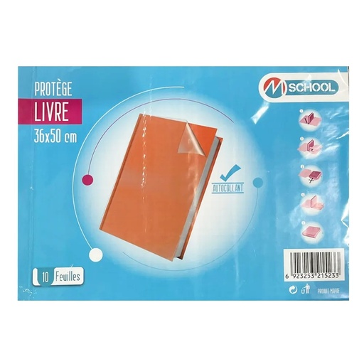 [6923253215233] PROTÈGE LIVRE AUTOCOLLANT 36*50 POCHETTE DE 10