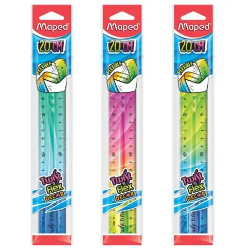 [3154142792150] RÈGLE TWIST'N FLEX DECORE 20 CM EN BLISTER MAPED