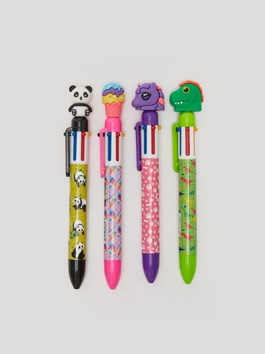 [8681137334361] STYLO À BILLE CLIC 6 COULEURS GLOBOX